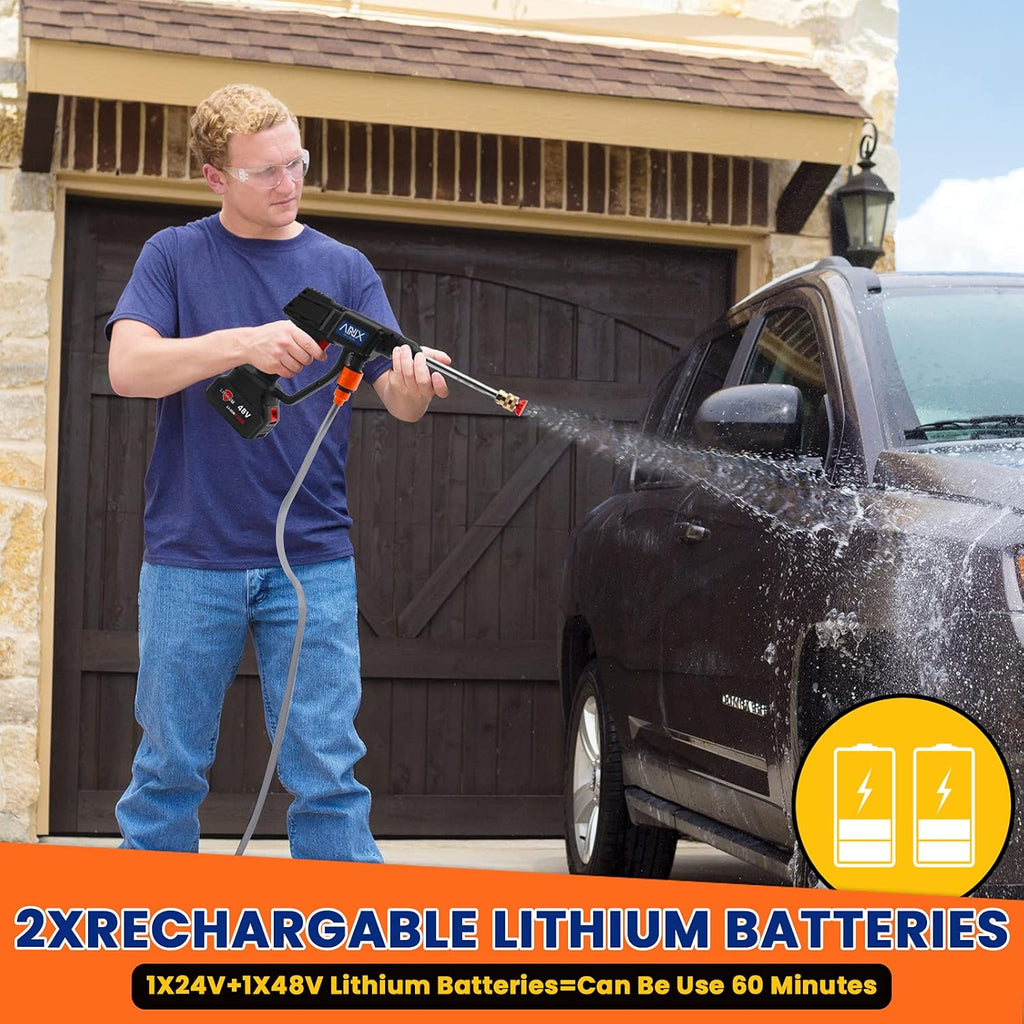 Cordless Electric Pressure Washer with 2PCS Portable Battery, 450PSI O783