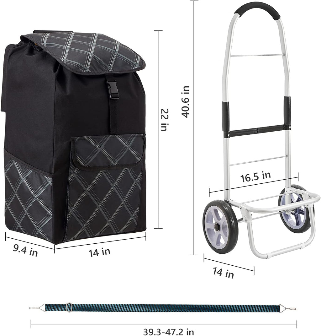 Black Folding Shopping Cart with Removable Bag W298