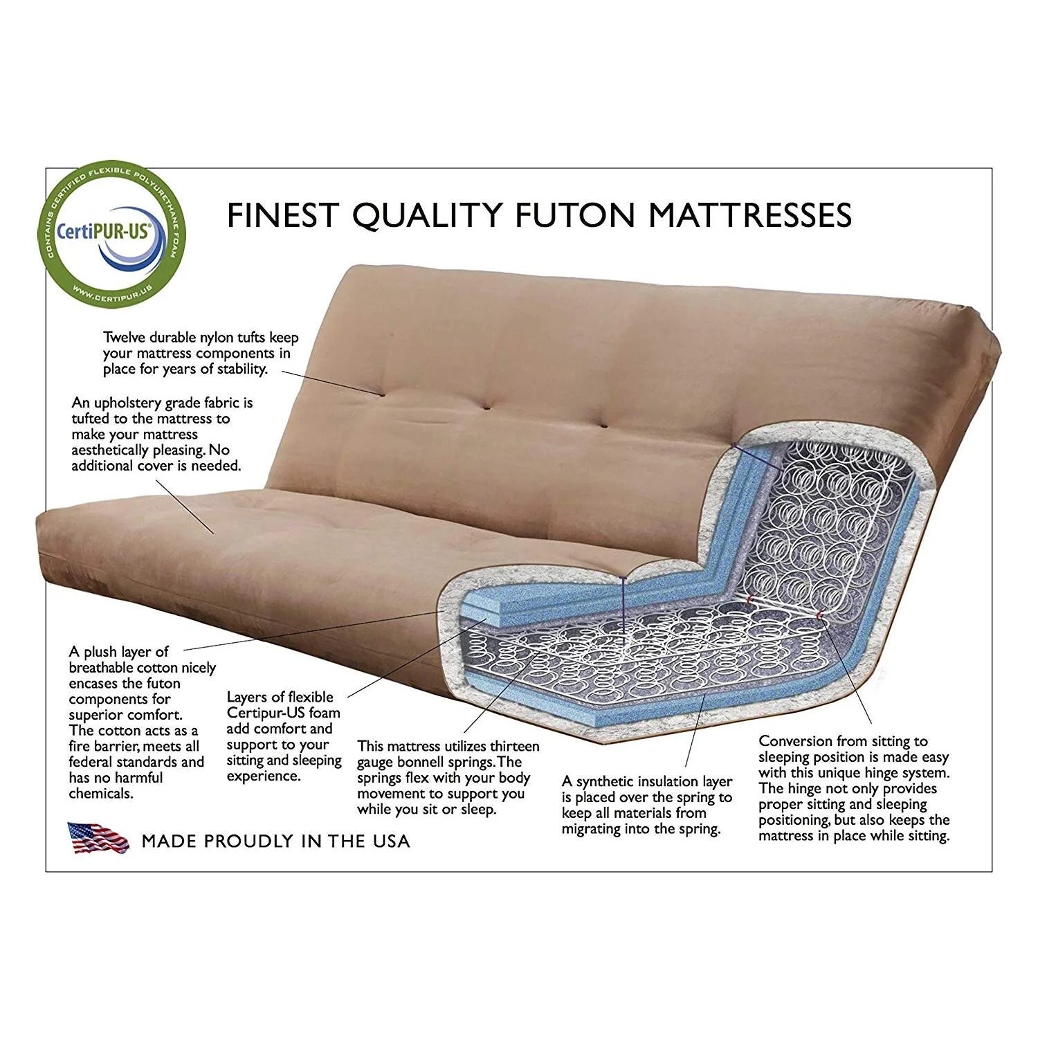 Vintage Futon Frame with Suede Black Mattress R187220