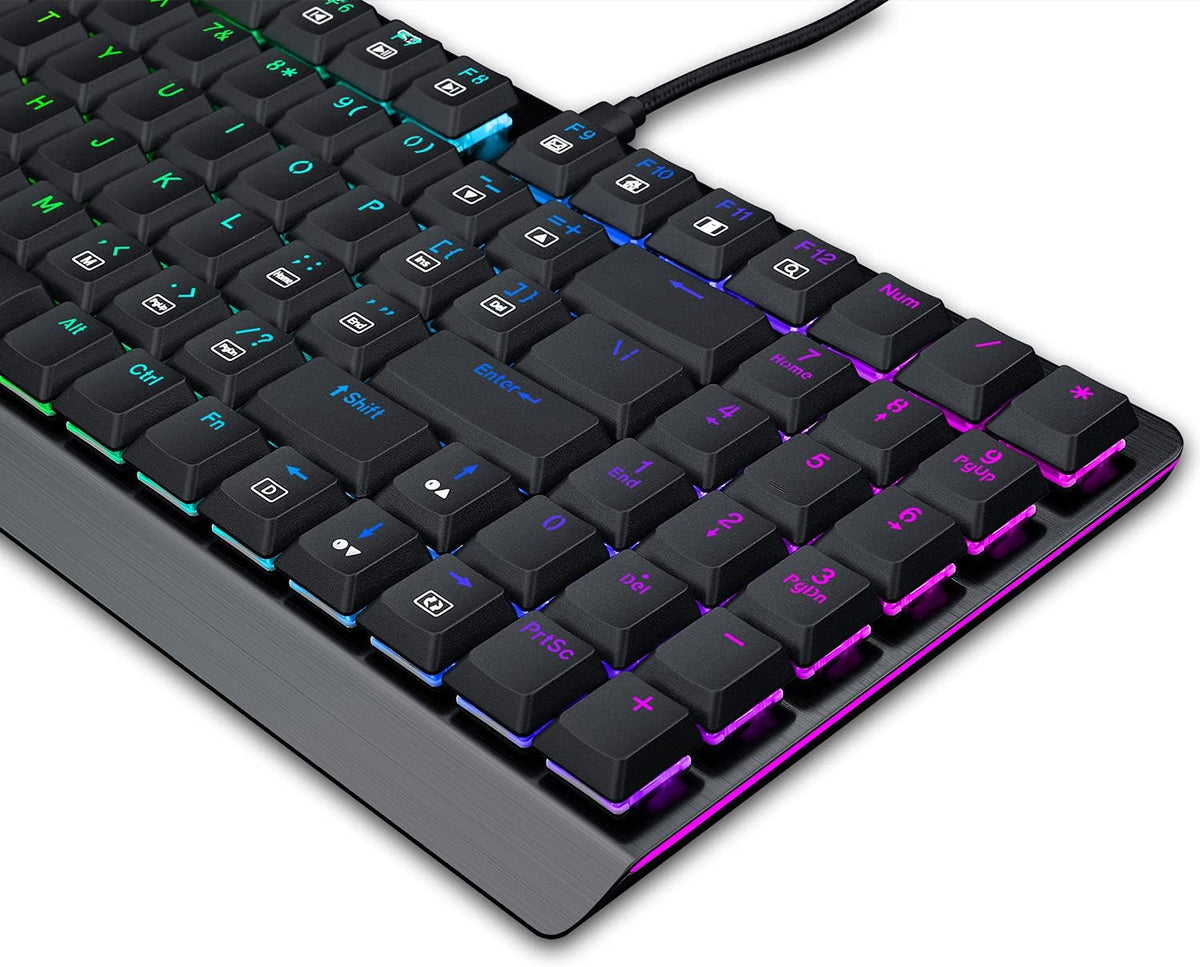 Wireless Bluetooth Mechanical Gaming Keyboard RGB Backlit Compact Low Profile Blue Switches Pack of 2 T225908