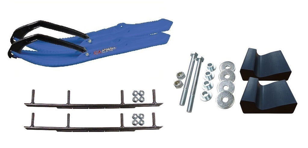 Blue BX Snowmobile Skis with 10" Round Bars Complete Kit U58105