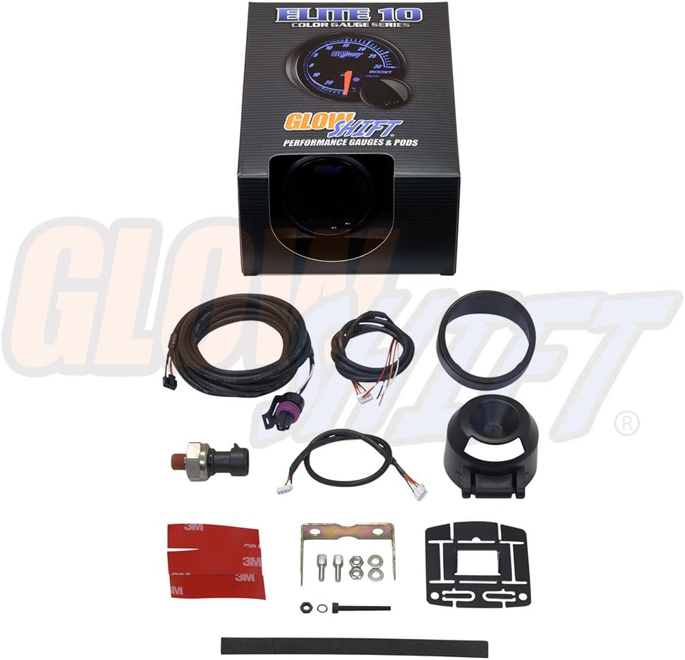 10 Color 10 BAR Oil Pressure Gauge Kit with Electronic Sensor, Black Dial, Tinted Lens, 52mm A686910