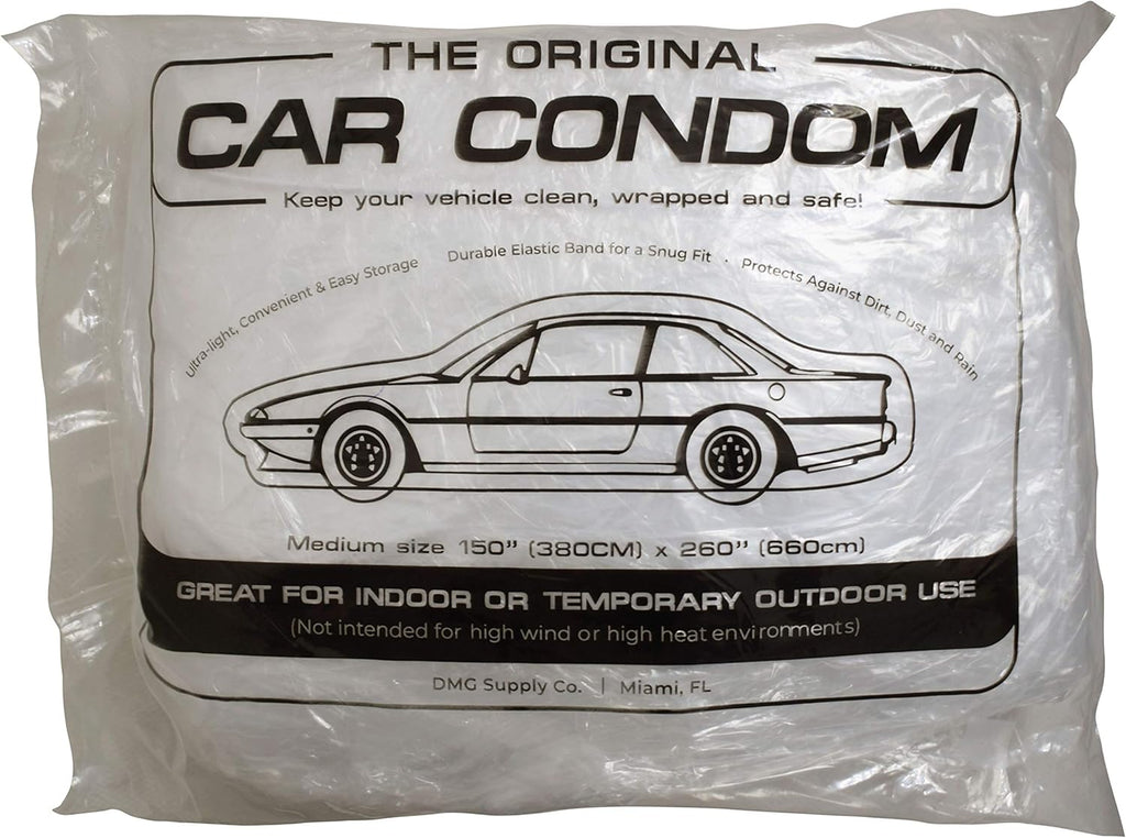 Disposable Plastic Car Cover with Elastic Band Medium Size 21' x 12.5' Pack of 2 M108011