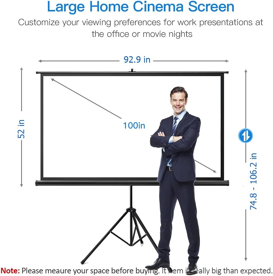100 inch 16:9 Portable Projector Screen with Stand and Carry Bag V4079
