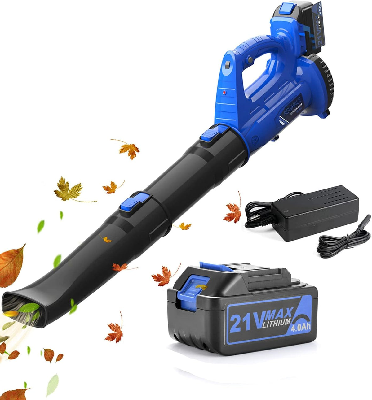 Cordless Handheld Leaf Blower with 2.0Ah Battery and Charger, 2 Speeds, 2 Adjustable Tubes, Dark Green, Pack of 2 J72086