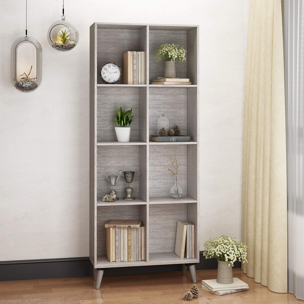 Grey Oak Finish Faux Wood Bookcase Z61599