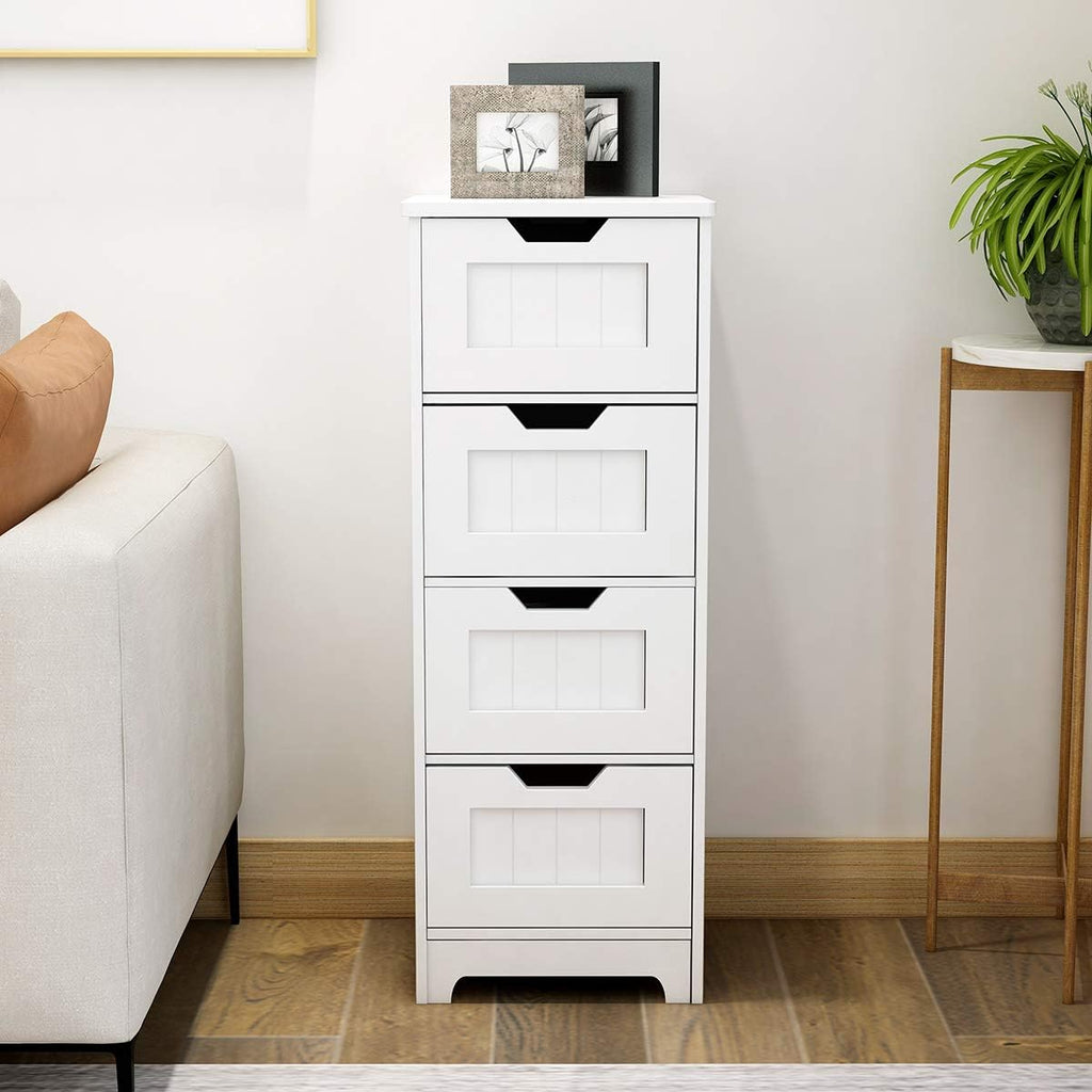 White Freestanding Storage Cabinet with 4 Drawers H21231