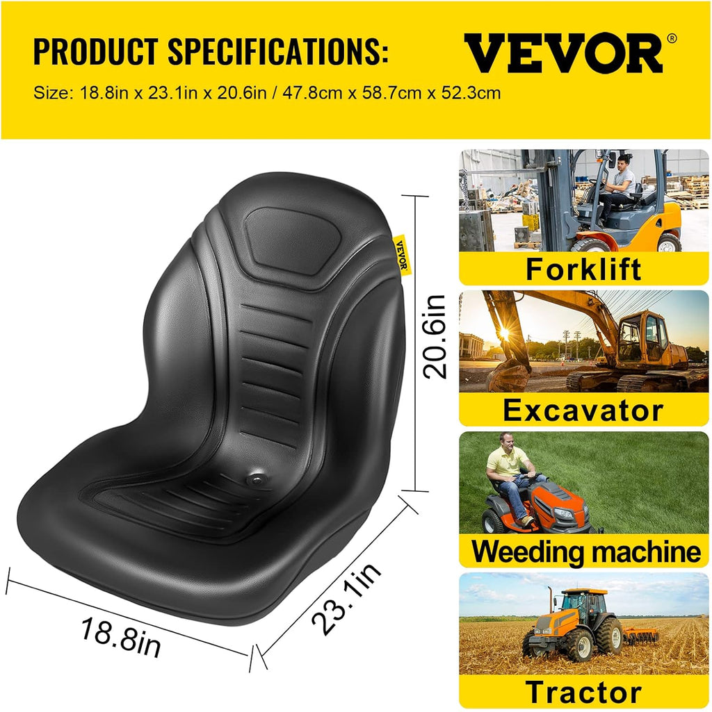 Black Vinyl High Back Tractor Seat Replacement 2 Pcs X6710