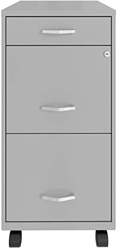 White 3 Drawer Metal Mobile File Cabinet with Lock G324