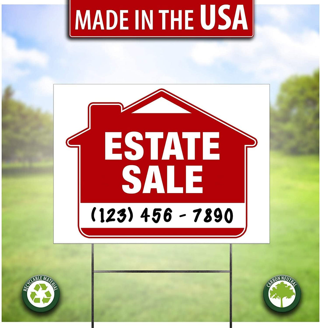 Estate Sale Signs (10 Pack) Double-Sided 24” x 18” with Heavy Duty Stakes L5687