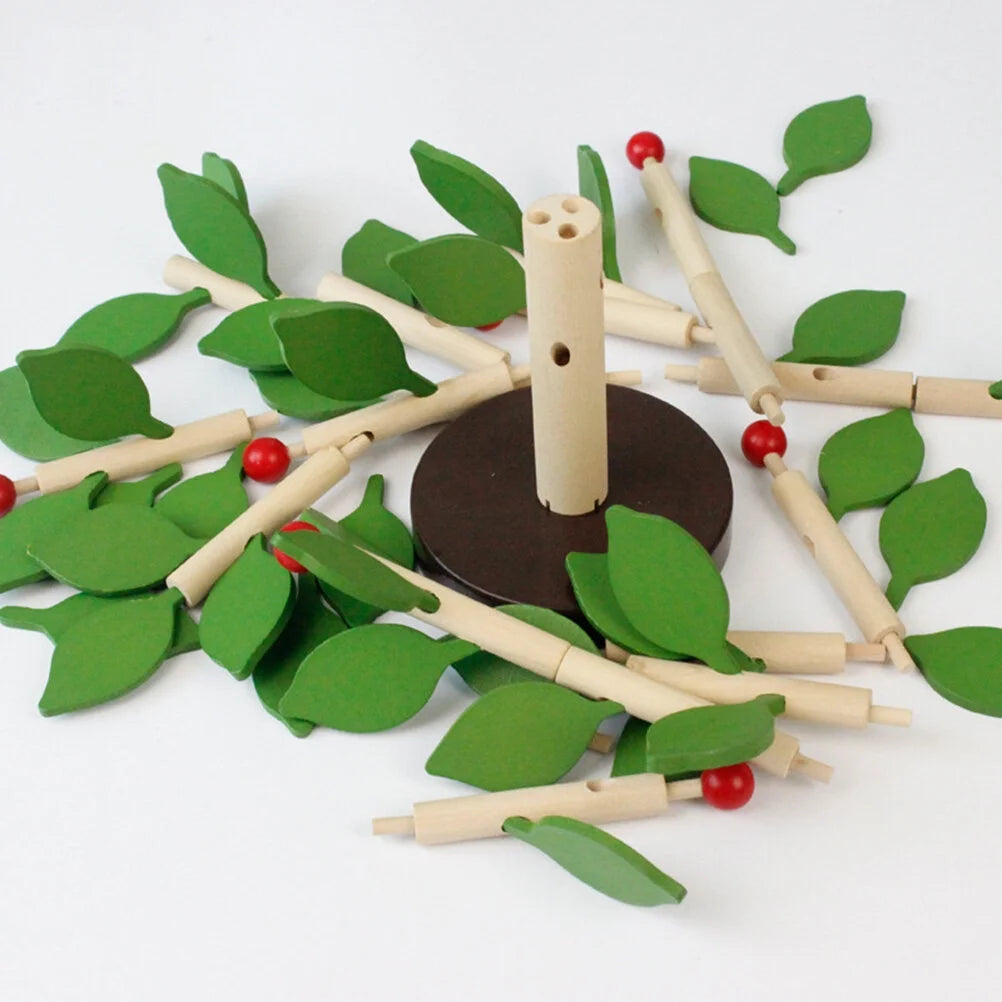 Creative Wooden Tree Blocks with Leaves 3D Building Set Toy Y9363