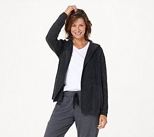 He Black/Carbon Double Knit Hooded Cardi A935308