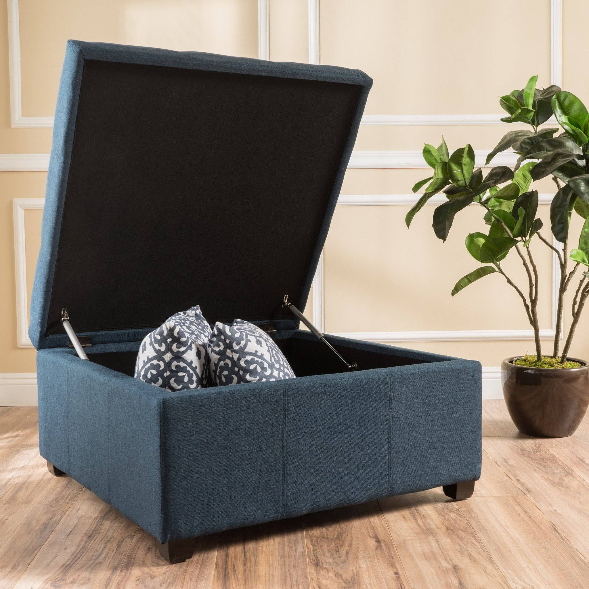 Dark Gray Fabric Storage Ottoman R430