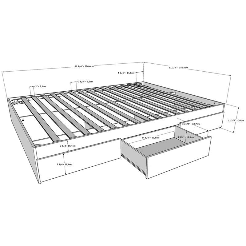 White Storage Bed with Headboard W88028
