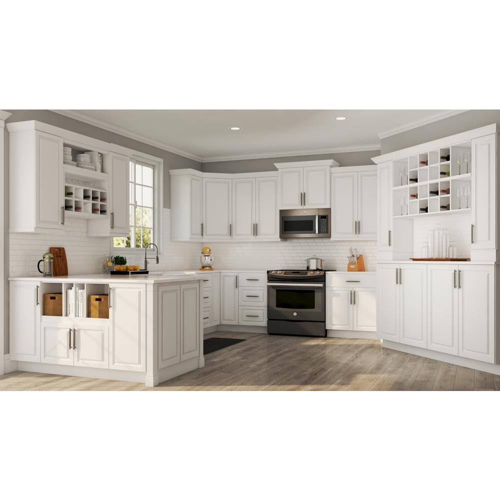 Assembled 36x34.5x24 in. Pots and Pans Drawer Base Kitchen Cabinet in Satin White R9689