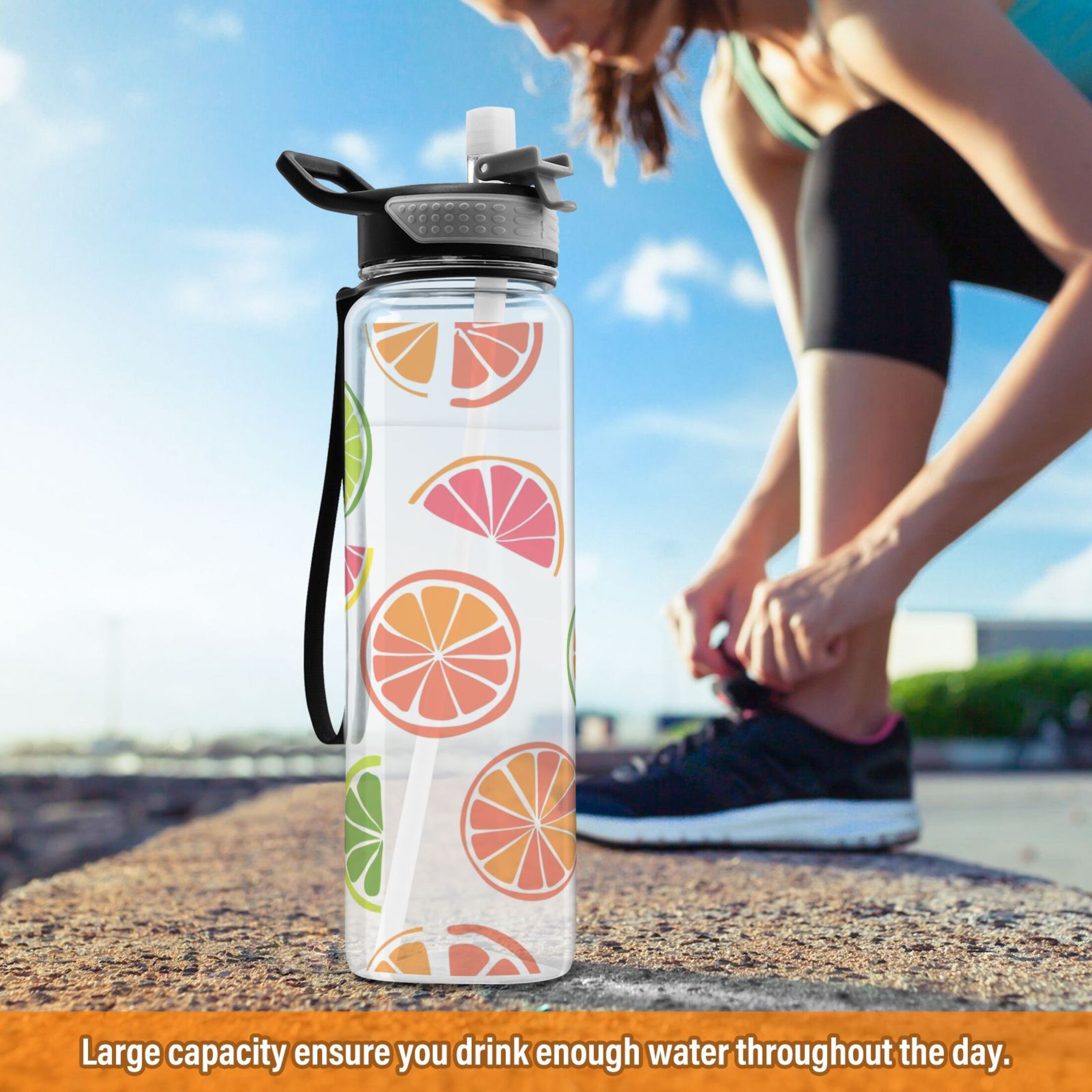 32oz Leakproof Tritan Sports Water Bottle with Straw M425097