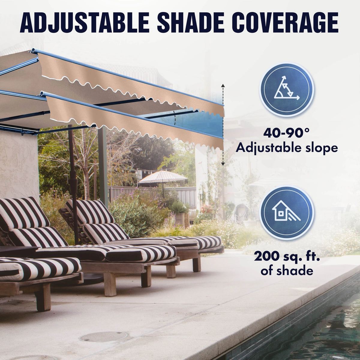 20' x 10' Gray Motorized Retractable Patio Awning with Remote Control M658
