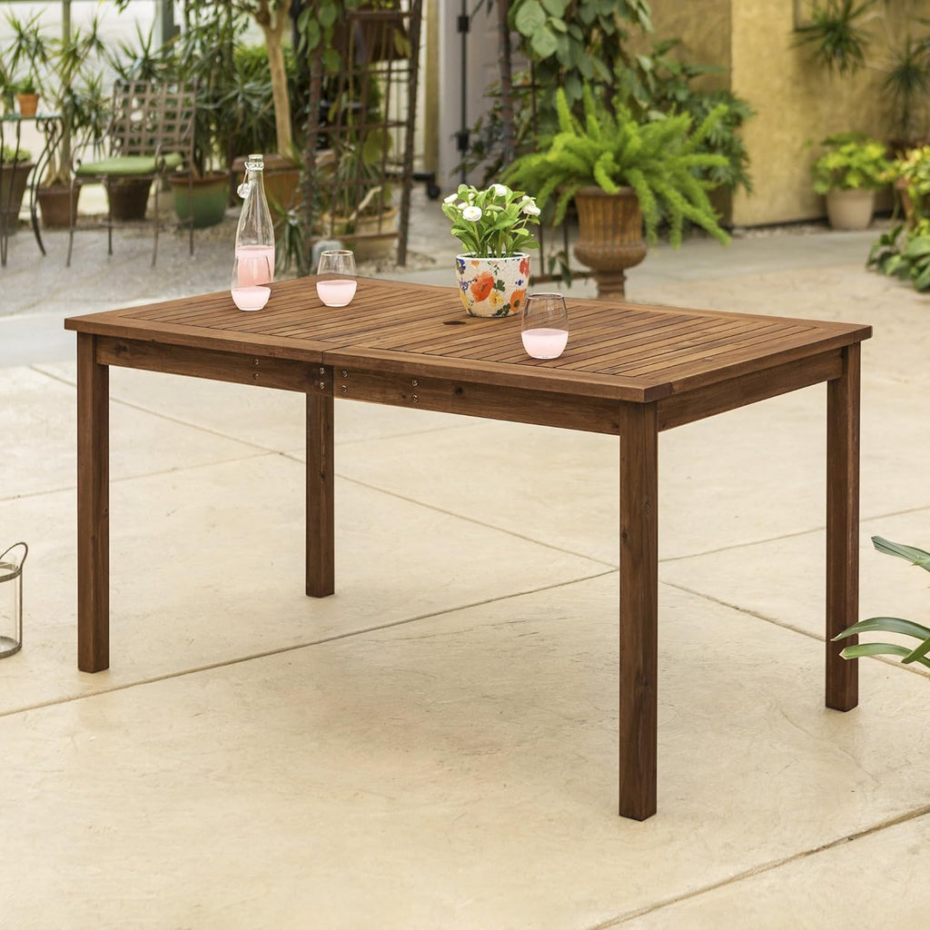 Dark Brown Slatted Outdoor Dining Table T380867