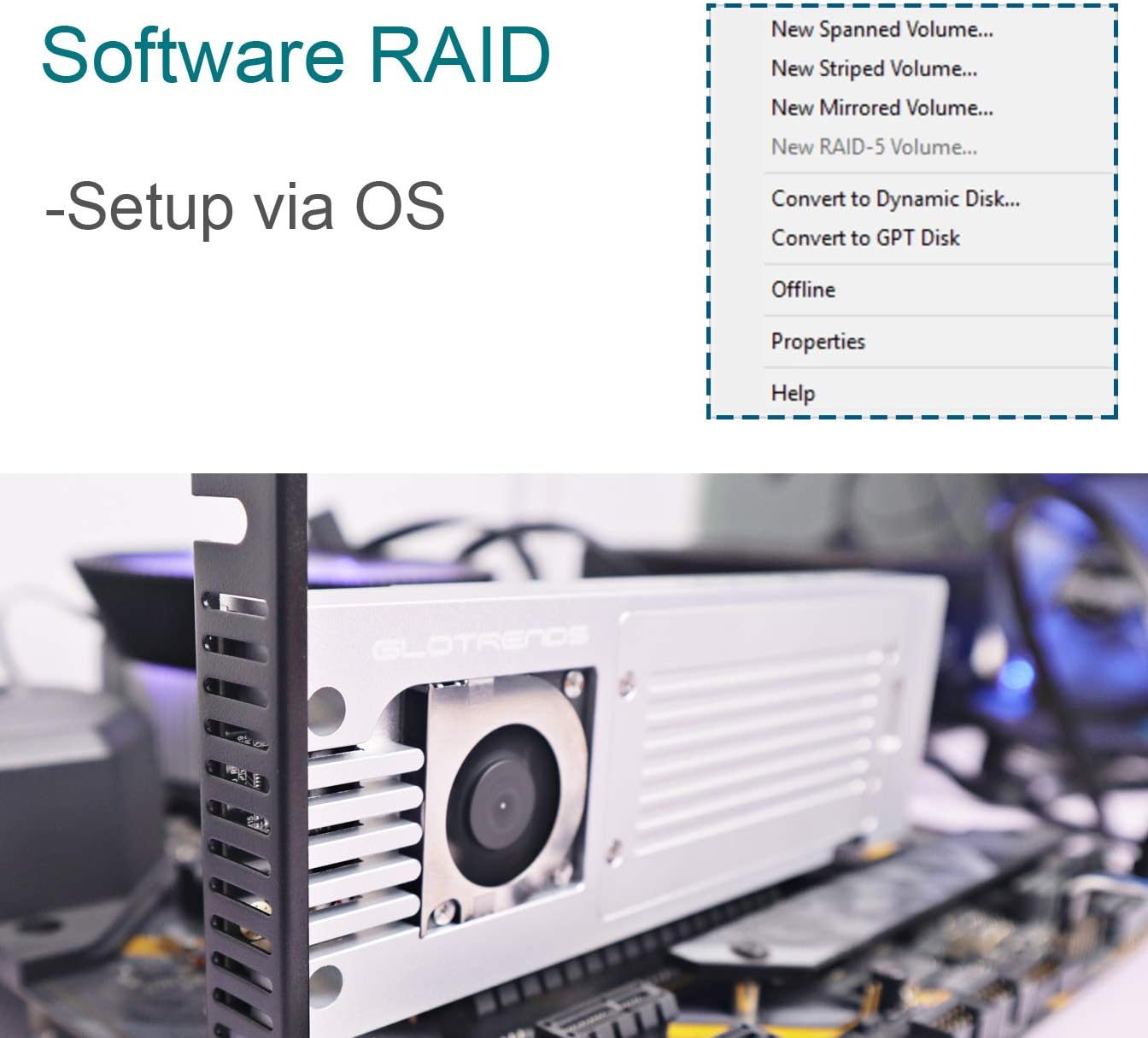 4-Bay M.2 NVME Adapter, PCIE 3.0 X8 Bandwidth, Full Aluminum Panel with Built-in Fan K2212