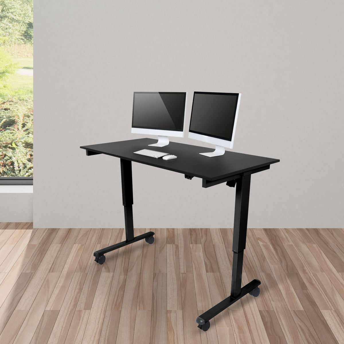 Electric Adjustable Height Standing Desk with Programmable Memory, Black Frame Black Matte Top, 60x22 wide V602