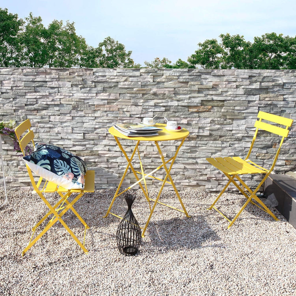 3pc Metal Folding Bistro Set, 2 Chairs and 1 Table, Macaron Blue L874443
