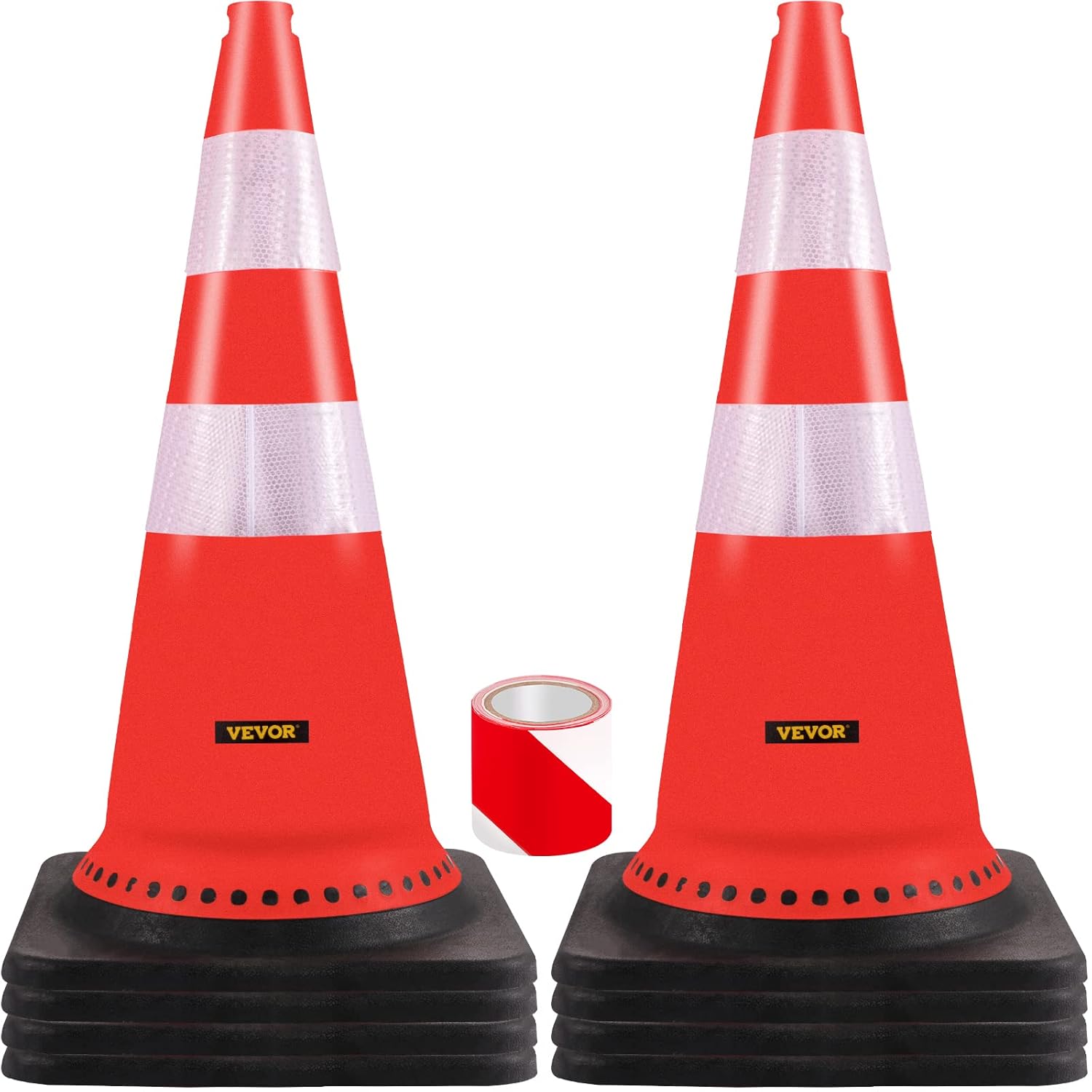 18 in PVC Orange Traffic Cone with Reflective Collar and Black Weighted Base N9708