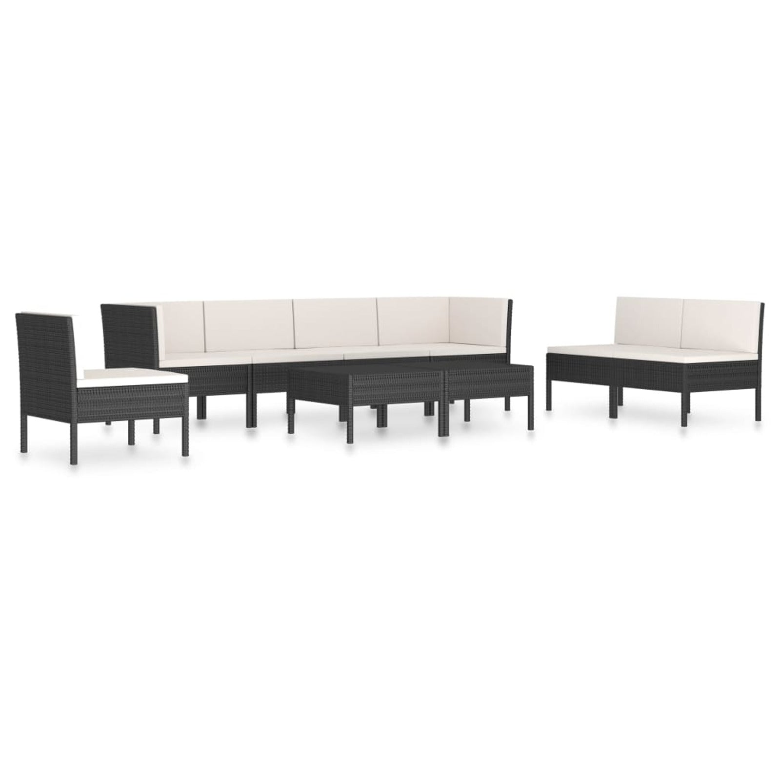 9 Piece Patio Lounge Set with Cushions Poly Rattan Outdoor Sectional Sofa Set C654