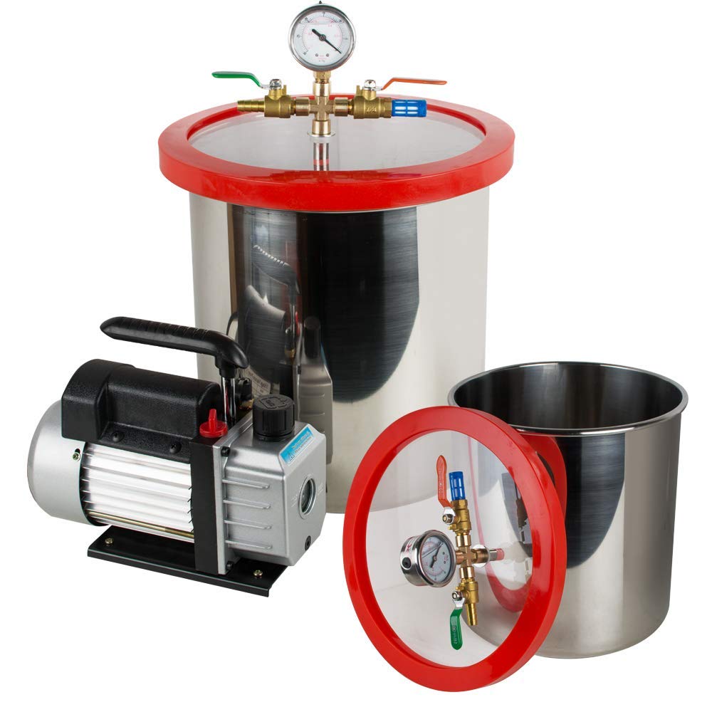 5 Gallon Stainless Steel Vacuum Degassing Chamber Kit with 3 CFM Pump Hose P932505