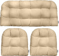 3 Piece Wicker Cushion Set, Tufted Reversible Loveseat Chair Pads M301
