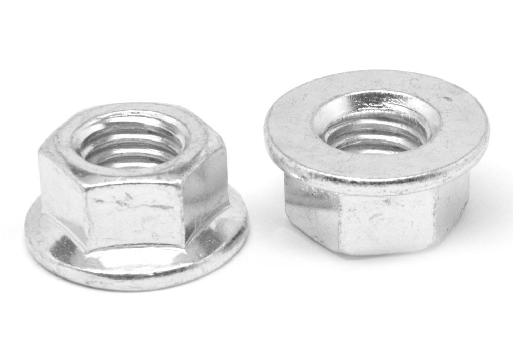 3/8-24 Fine Thread Hex Flange Nut Case Hardened Low Carbon Steel Zinc Plated C54445