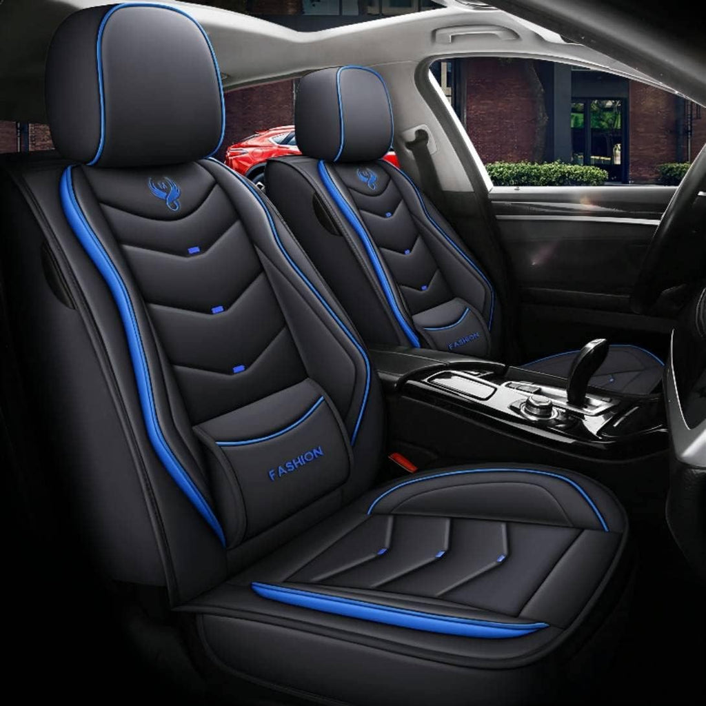 Black-red Synthetic Leather 5-Seater Full Seat Cover Set C374