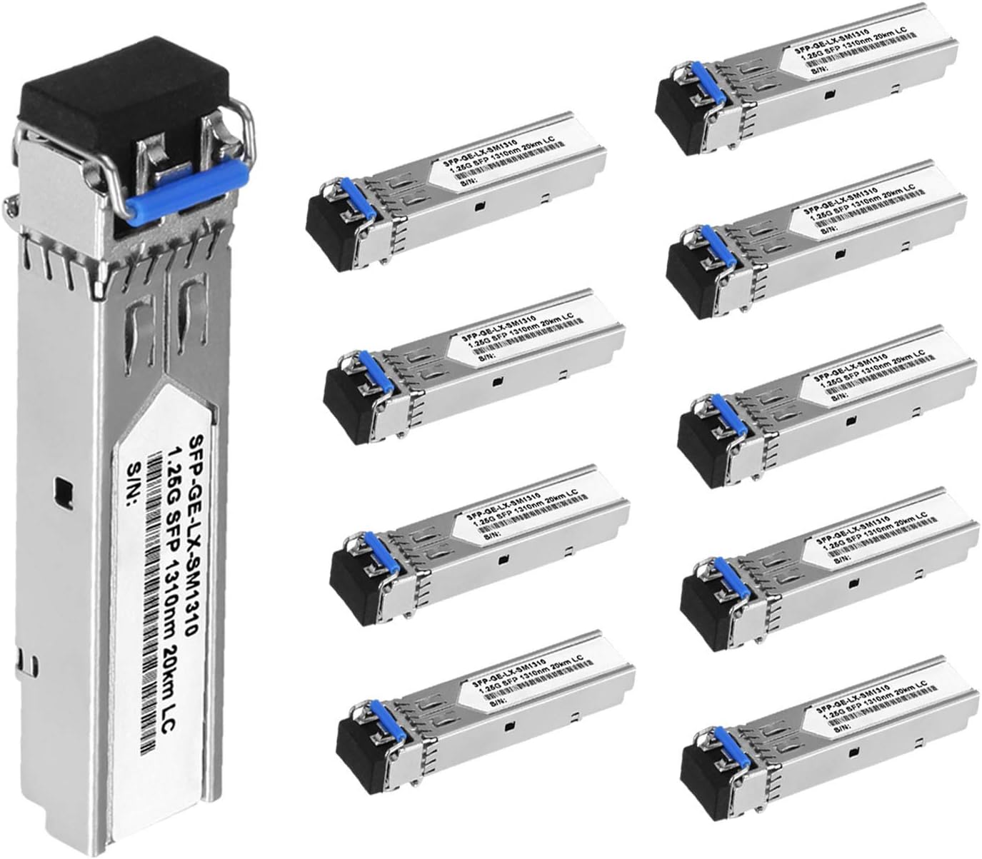10Pcs Multi-Mode SFP 1.25 Gigabit Network Transceiver Module, LC Duplex 1000BASE-SX Dual Fiber SFP 500m 850nm Pack of 2 C4107