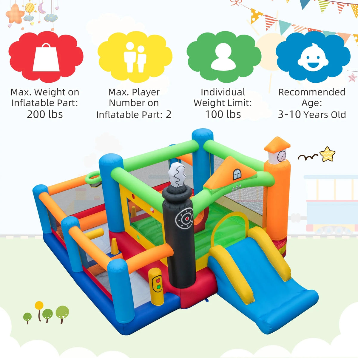 Inflatable Bounce Castle with Ocean Balls & 950W Blower Z627834