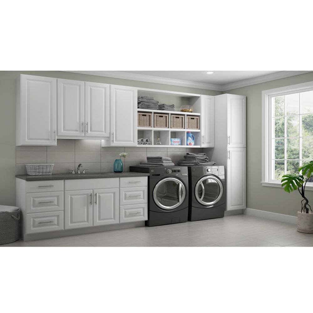 Assembled 36x34.5x24 in. Pots and Pans Drawer Base Kitchen Cabinet in Satin White R9689