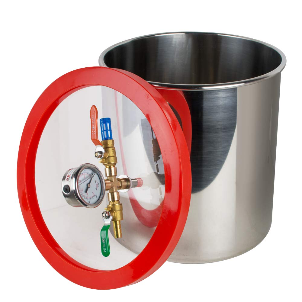 5 Gallon Stainless Steel Vacuum Degassing Chamber Kit with 3 CFM Pump Hose P932505