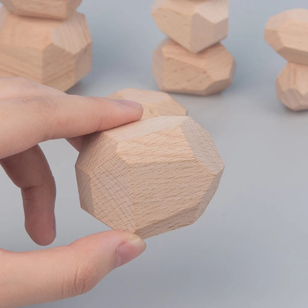 Wooden Stone Building Block Stacking Game Rainbow Toy 5PC V60966
