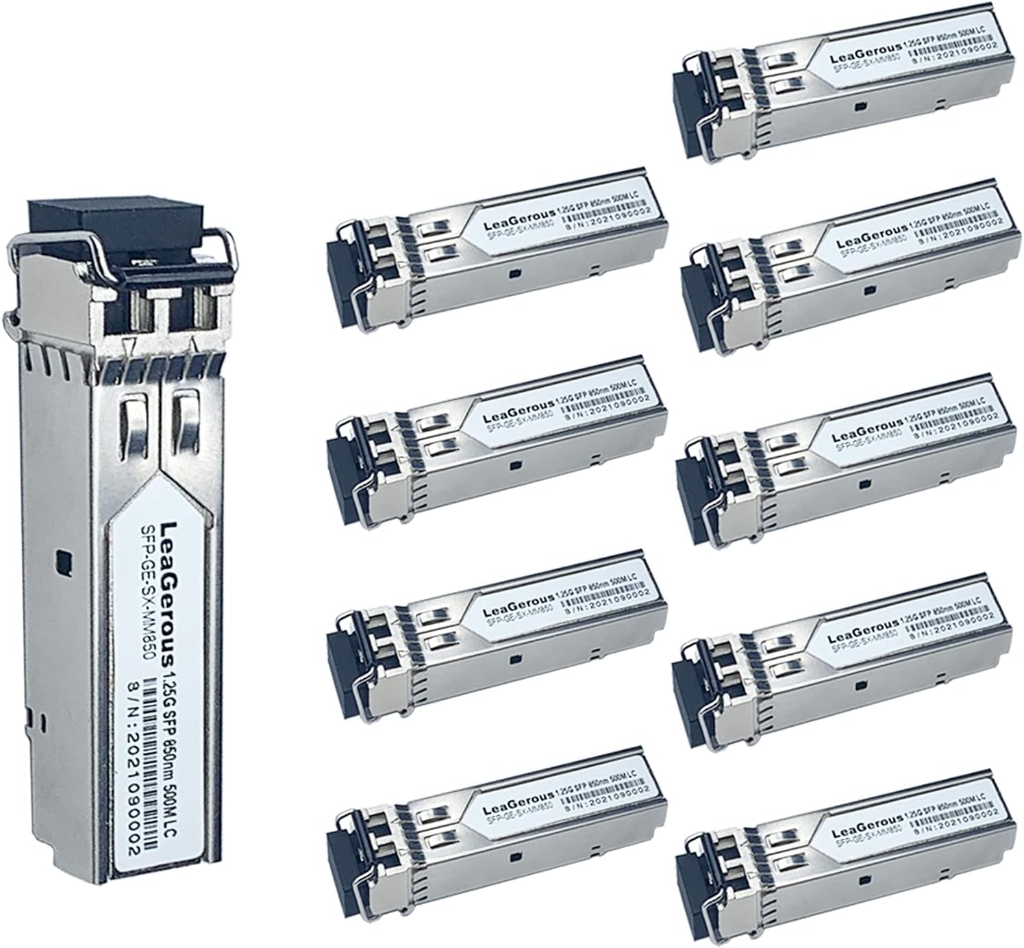 10Pcs Multi-Mode SFP 1.25 Gigabit Network Transceiver Module, LC Duplex 1000BASE-SX Dual Fiber SFP 500m 850nm Pack of 2 C4107