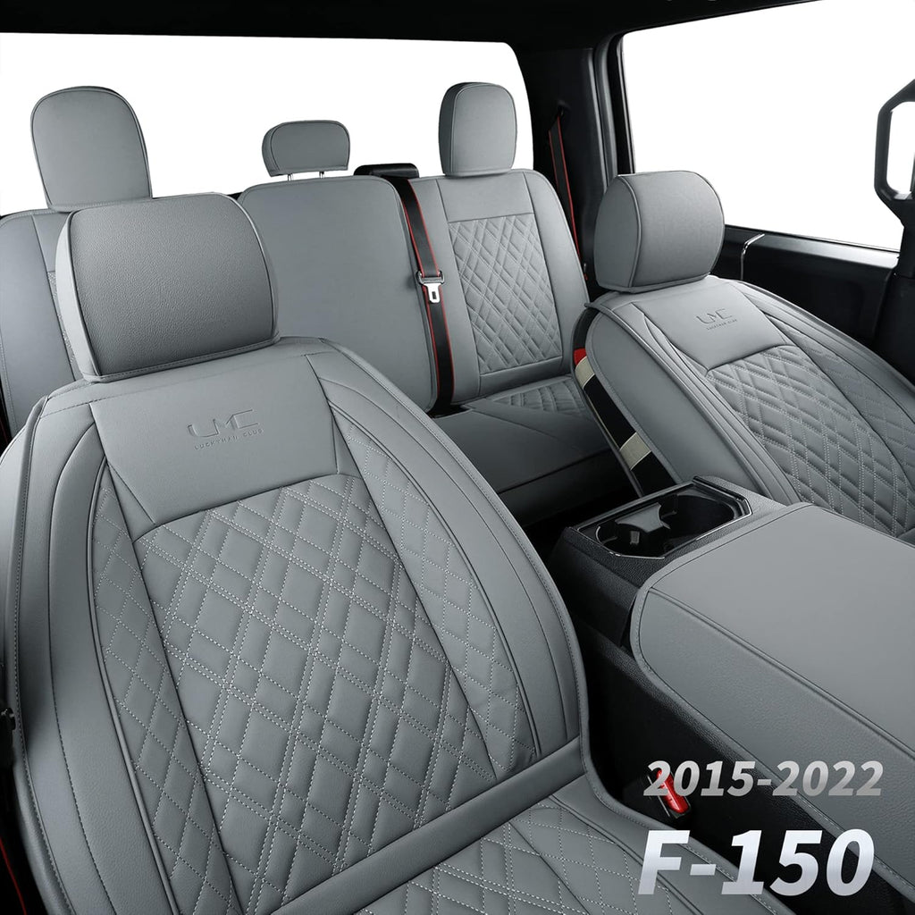 Faux Leather Seat Covers Full Set Gray E95425