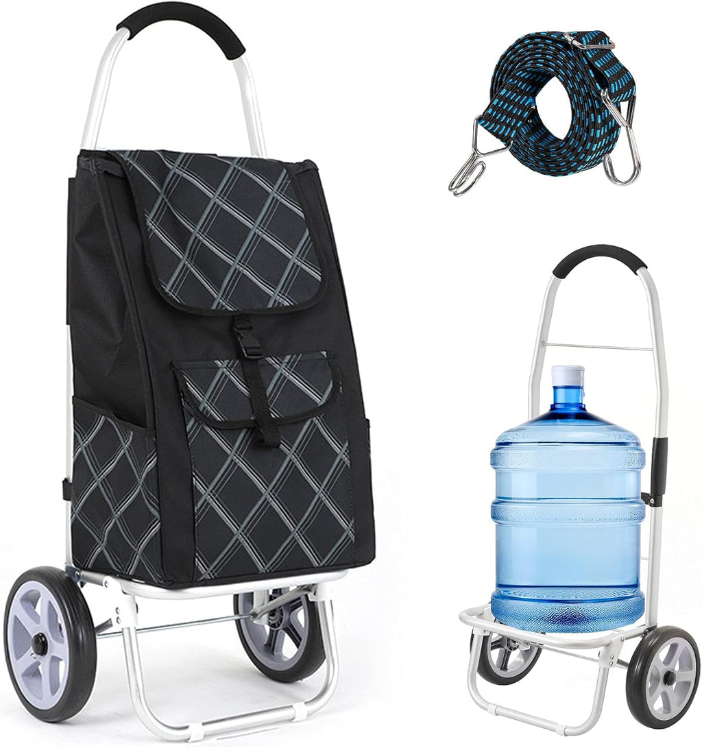 Black Folding Shopping Cart with Removable Bag W298