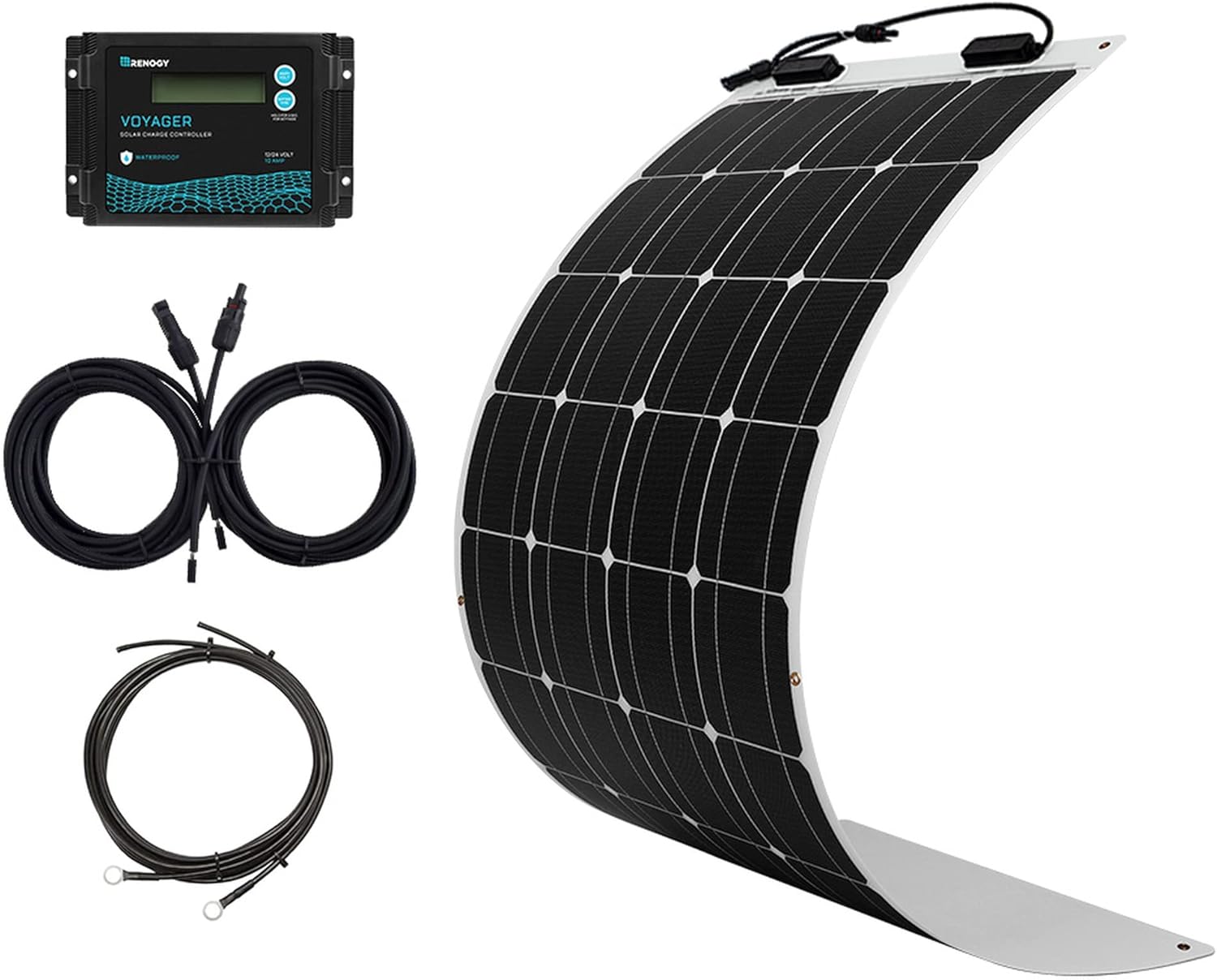 200 Watt 12 Volt Flexible Solar Panel Kit with 2 Pcs 100W Monocrystalline Panel and 20A Waterproof PWM Controller I253