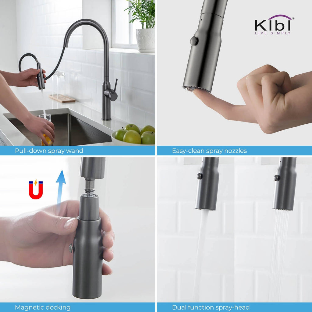 Chrome Brass Kitchen Faucet with Sprayer L32813