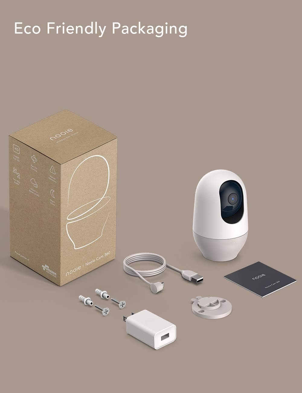 Nooie Security Camera Indoor Two Pack, 360-degree IP Camera1080P, WiFi Smart Home Camera with Motion Tracking, IR Night Vision, Two Way Audio&Sound Detection, Works with Alexa, SD Card and Cloud M3820