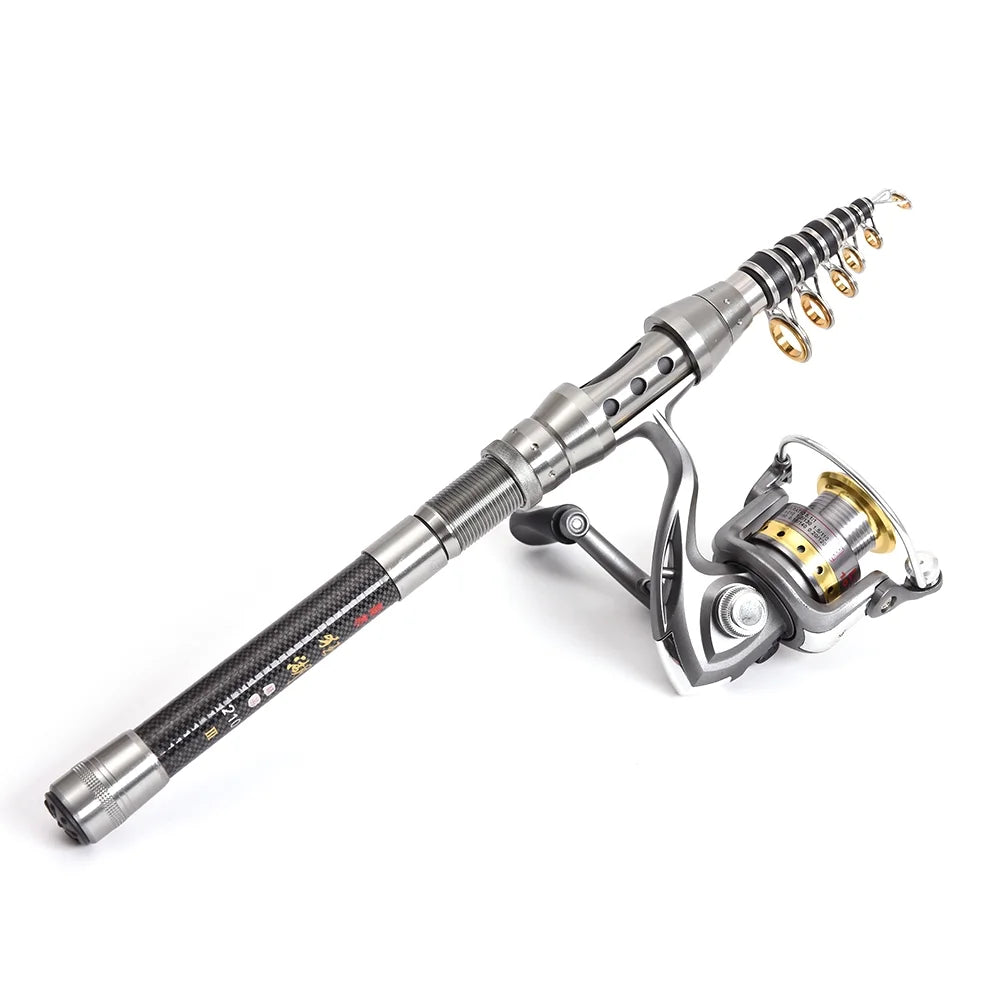 Telescopic Fishing Rod and Reel Combo Full Kit with 100M Fishing Line Lures Hooks Jig Head and Carrier Bag Y4809