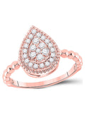 10kt Rose Gold Diamond Teardrop Cluster Ring 1/3 Cttw L236