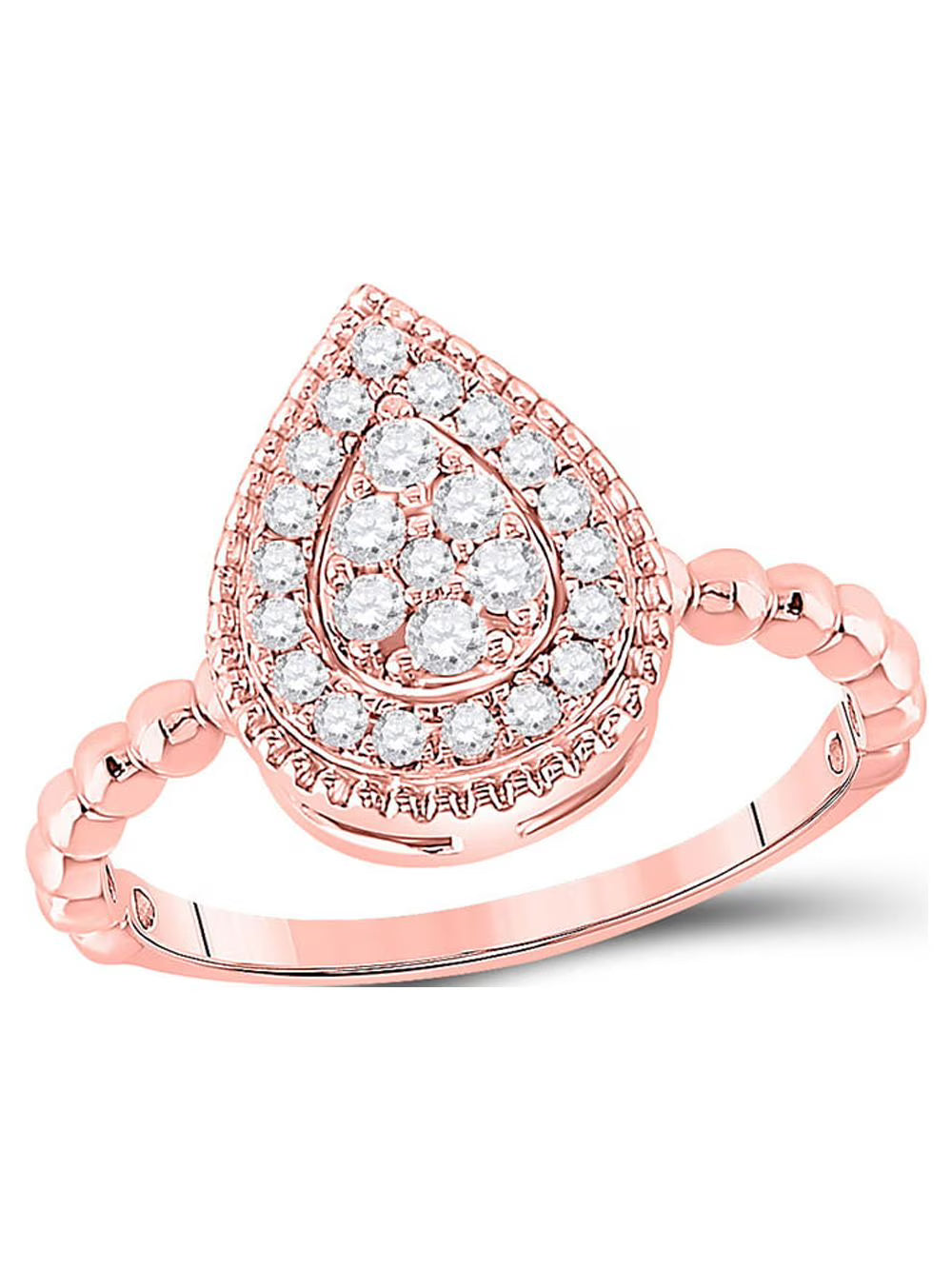 10kt Rose Gold Diamond Teardrop Cluster Ring 1/3 Cttw L236