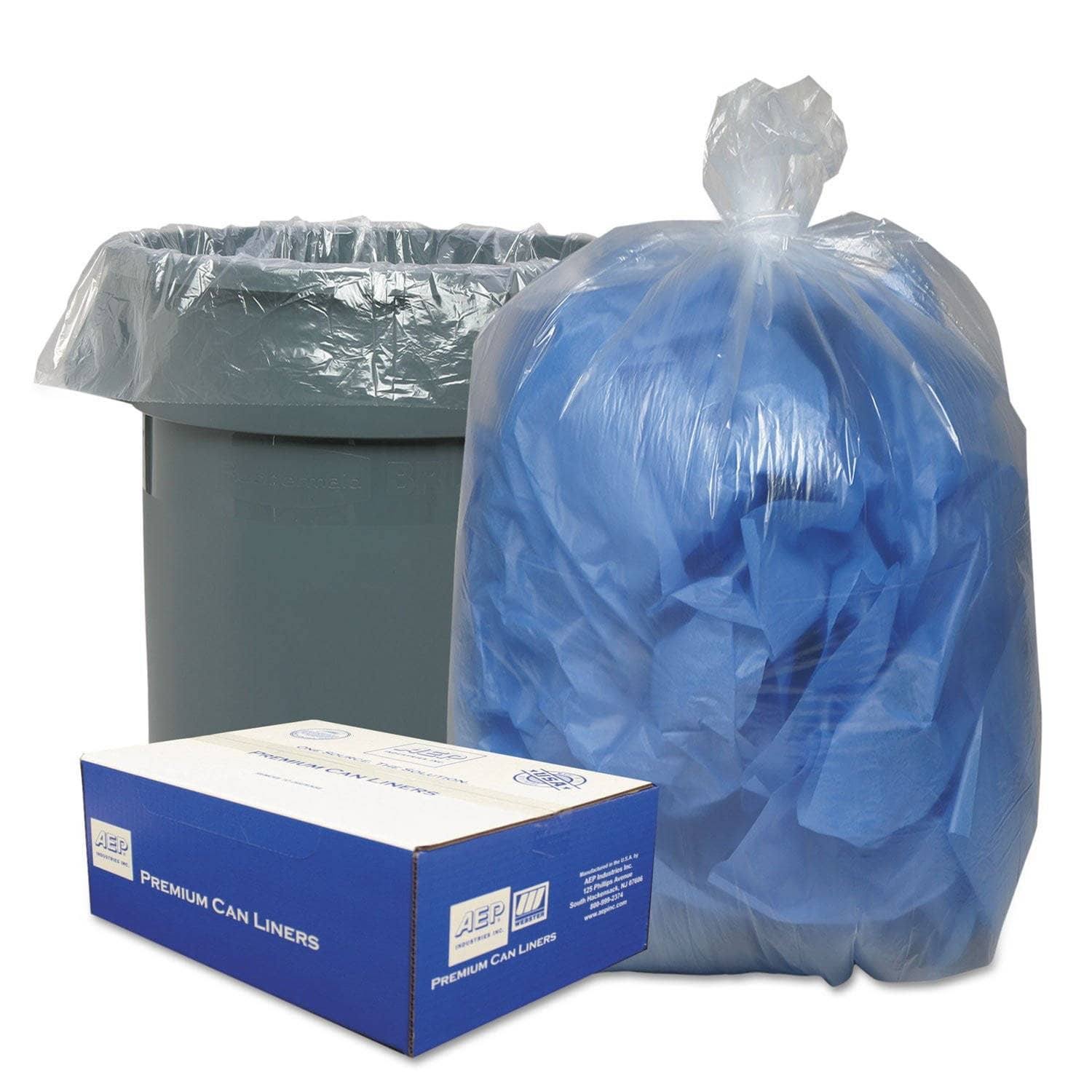 Clear Low-Density Can Liners 31-33gal .63 Mil 33 x 39 250/Carton X608348