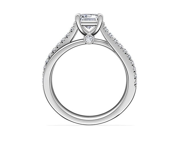Emerald Cut Diamond Solitaire Ring with Accents Solid 14K White Gold Size 7 X768465