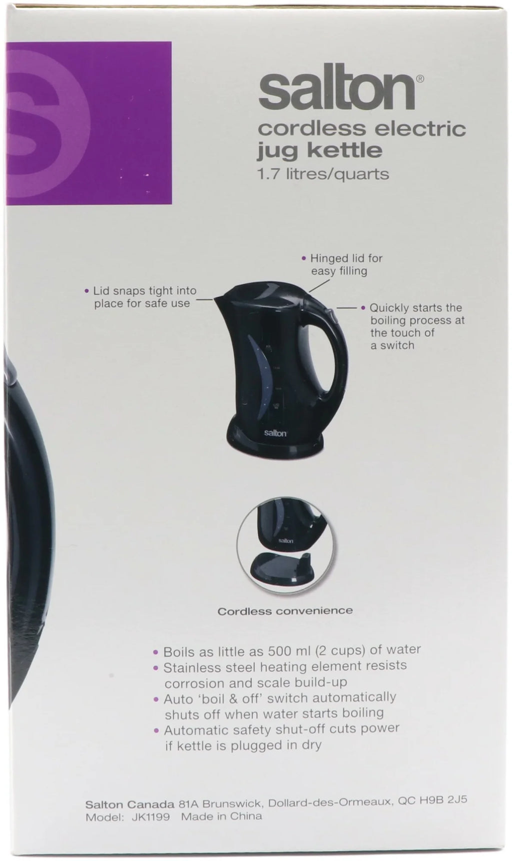 Black Cordless Jug Kettle 1.7 Liter G72856