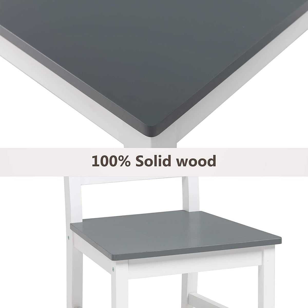 3-Piece Wood Dining Table and Chairs Set, Gray K60372