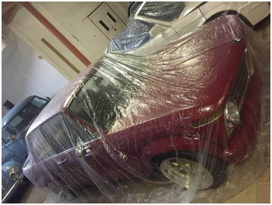 Disposable Plastic Car Cover with Elastic Band Medium Size 21' x 12.5' Pack of 2 M108011